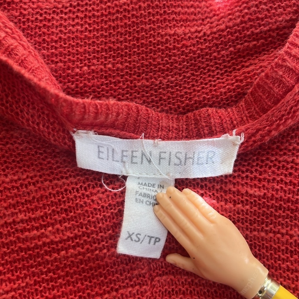 Eileen Fisher Orange‎ Linen Cotton Blend V-Neck Oversized Tunic Size XS - Picture 4 of 5